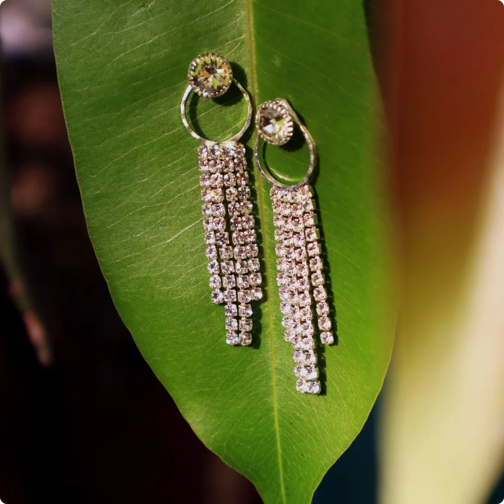 Dazzling Silver Crystal Tassel Earrings